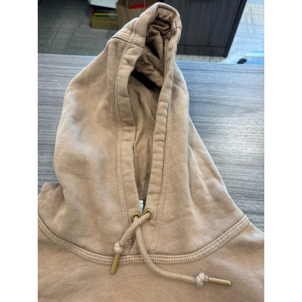 Nike Mini Swoosh Pullover Hoodie Womens Large Beige Brown Sweatshirt